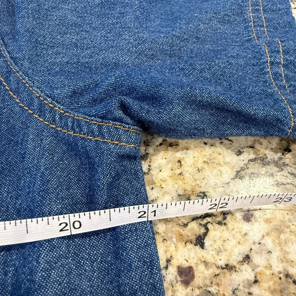 Koret vintage cotton denim patchwork embroidered short sleeve shirt SZ SM - Picture 9 of 12